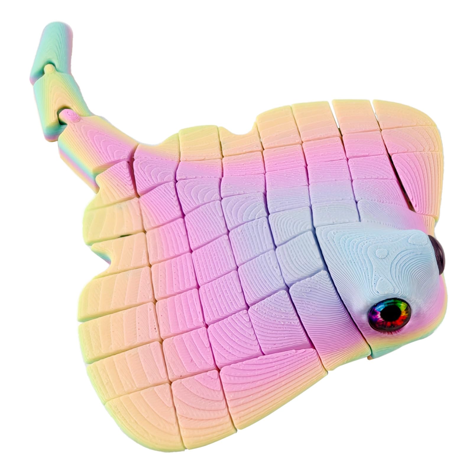 Manta Ray Fidget Toy, 3D Printed Toy Articulated Sea Animal Fidget Toys - Mantaray Multicolor PLA Flexible Fish Sensory Toy for Teens & Adults, Desk Toys for Stress Relief, Easter Basket Stuffers