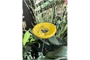 AREYTRV 2026 Upgrade Bee Watering Station Butterfly Puddler Hummingbird Drinking Cups with Glass Marbles Colorful Bee Watering Cups for Garden Pollinator Watering Station Garden Decor for Outside (Yellow)