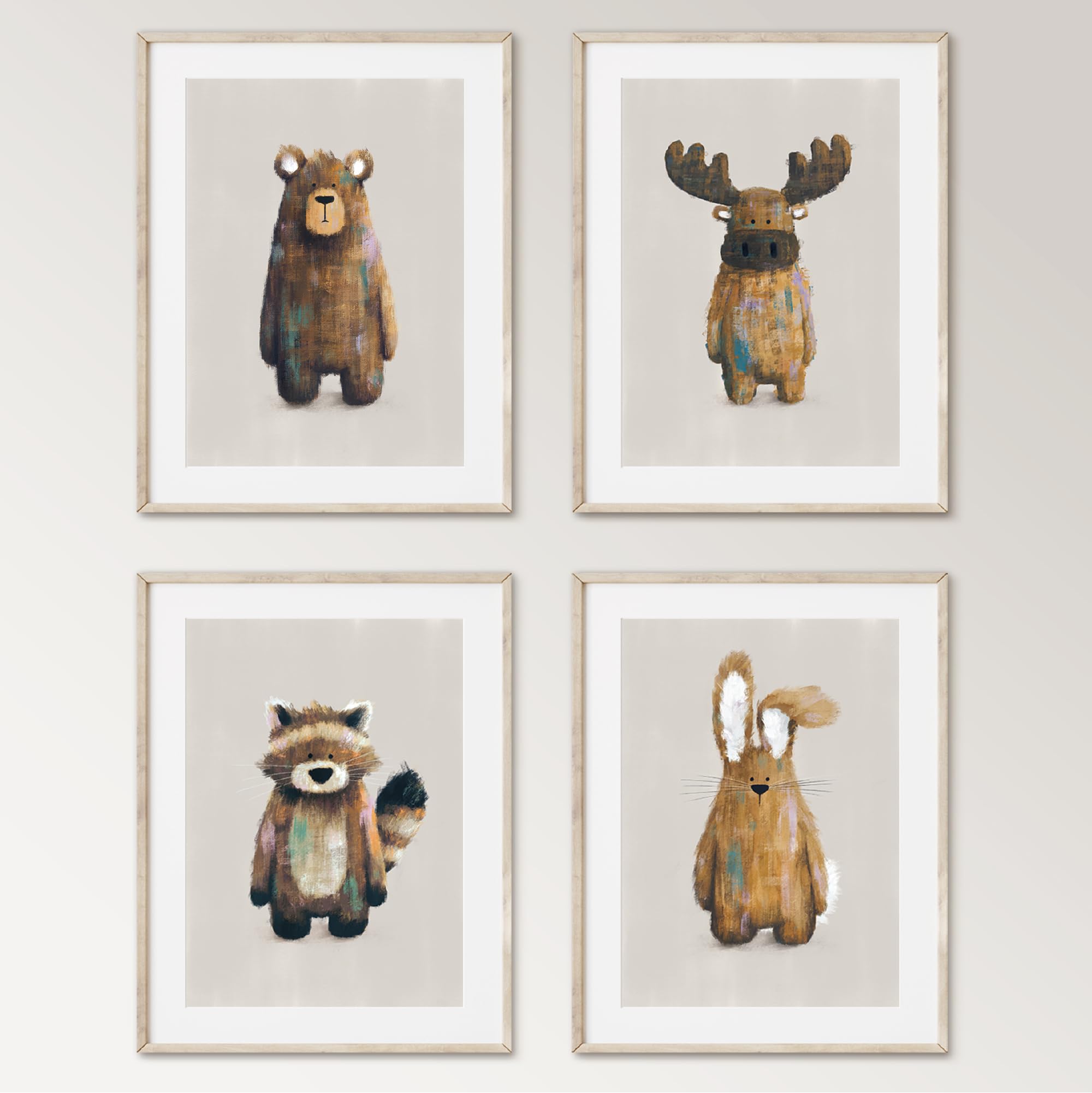 Tigercub Prints Woodland Animal Nursery Prints | A3 Set of 4 | Printed on 250gsm Professional Quality Paper | Designed and Printed in UK | Nursery Decor | Baby and Kids Wall Art | Bedroom Decoration