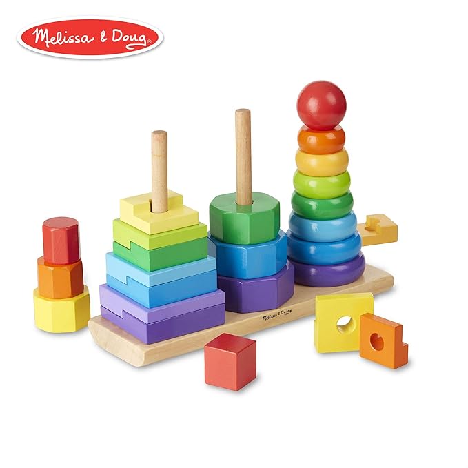 Melissa & Doug Geometric Stacker Toddler Toy (Developmental Toys, Rings