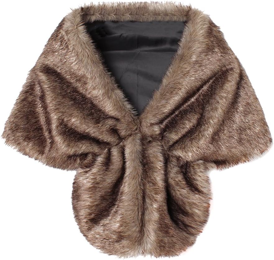 Fashion Fur Shawl Women's Winter Warm Faux Fur Shrug Jacket Scarf Wrap Cape Shawl