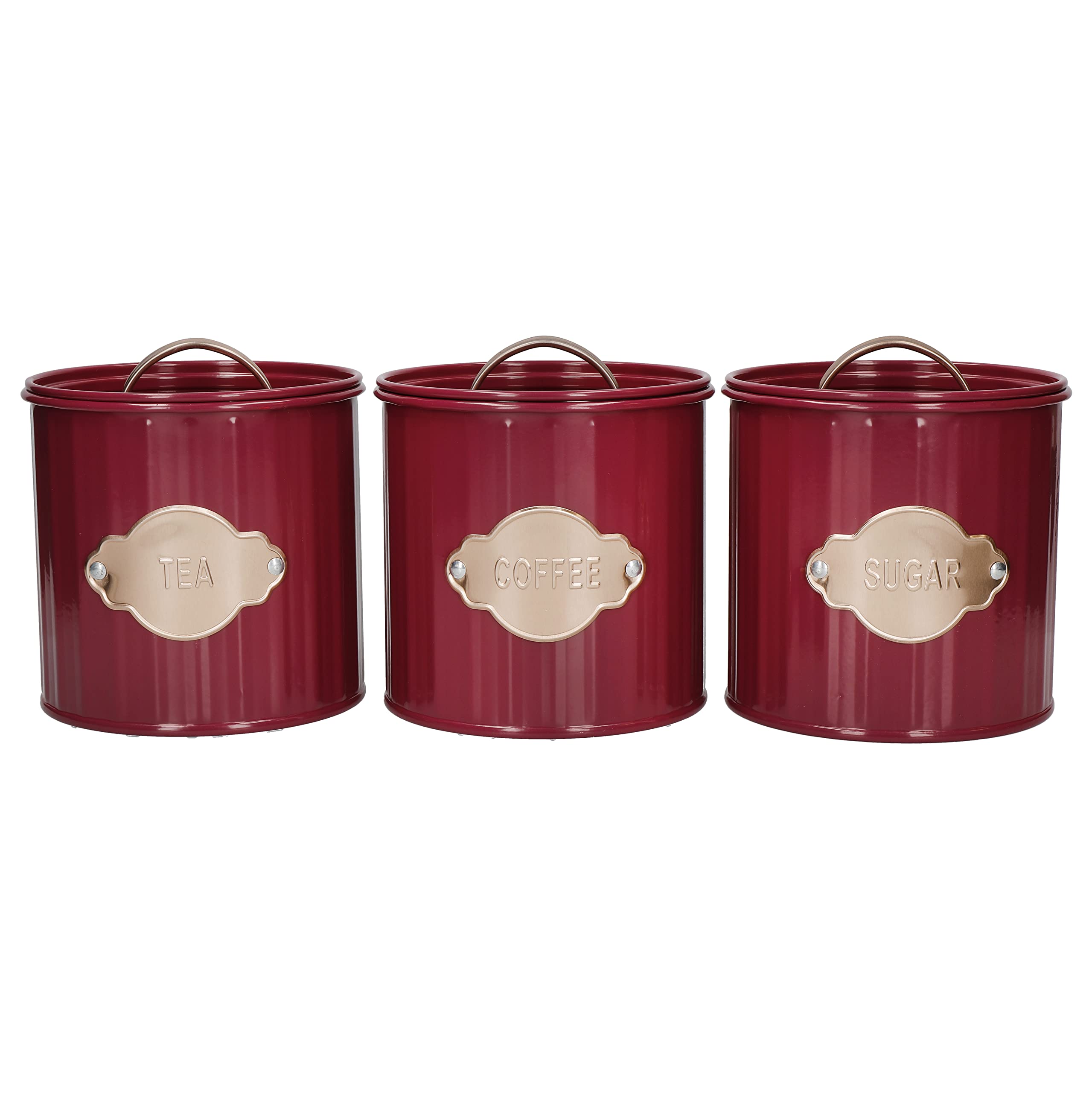 KitchenCraft Storage Canisters, Burgundy, 3 Pieces, Gift Boxed