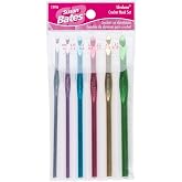 Susan Bates Silvalume Aluminum Crochet Hooks Set for Yarn, 6-Piece | 5.5-Inch Anodized Aluminum In-Line Crochet Hook Set with Color-Coded Sizes F/5-K/10.5 and Vinyl Storage Pouch