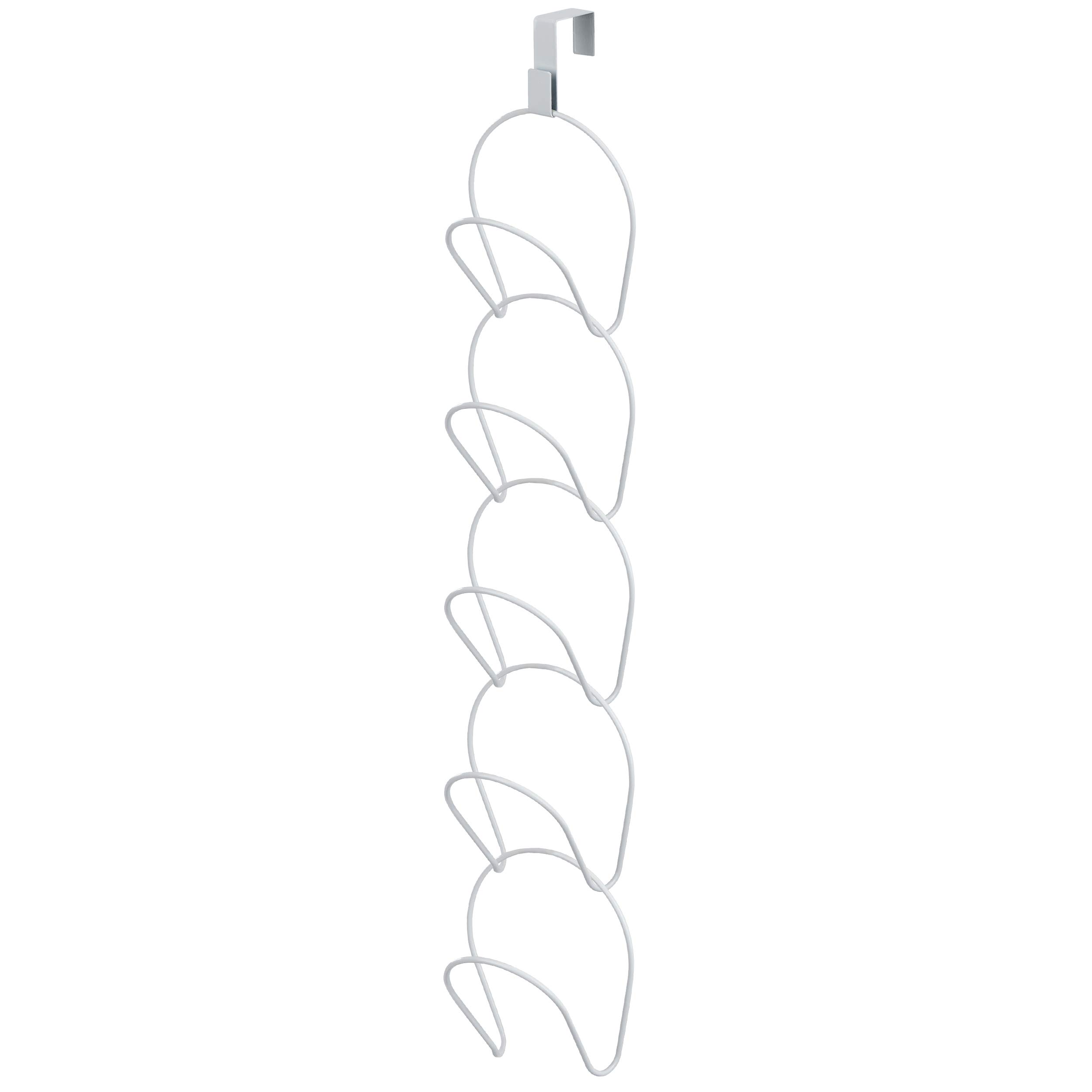 Cap Rack Over Door 5 Rings Metal Hat Rack Closet Rod Stackable Chain Handbag Scarfs Ties Rack Multi-Layer Baseball Cap Holder with 1 Door Hook (White)
