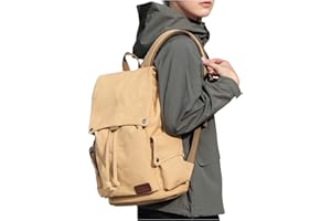 Canvas Vintage Backpack for Men Women,Travel Laptop Backpack,School College Backpack Book Bag Sport Casual Rucksack Large Kha