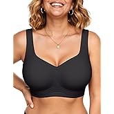 Vertvie Plus Size Wireless Full Coverage Bra Seamless Support Push Up Bralette Comfortable Minimizer Bras for Women(Black,42DDD)