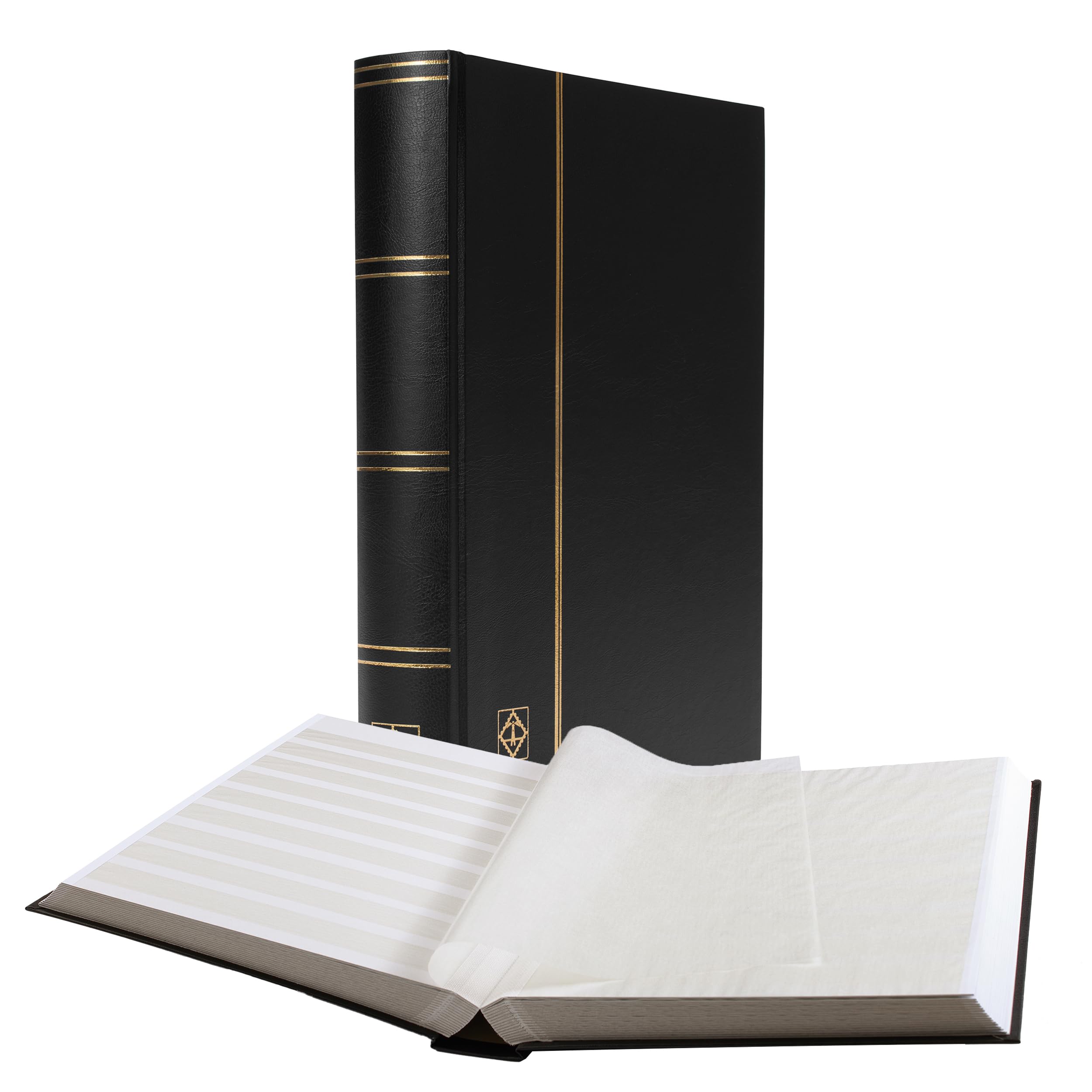 Leuchtturm 325030 Stamp collection album - Basic slipcase album - 64 white DIN A4 pages, unpadded - Black cover