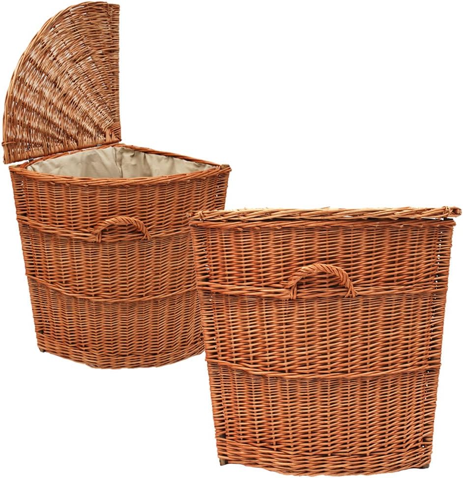 WD5 Eck-Wäschekorb (60 cm) aus Weide mit Innenfutter von GalaDis