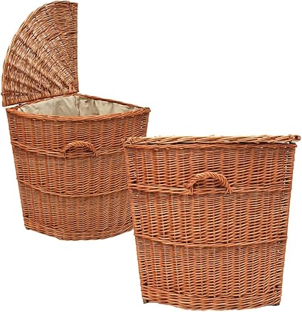 WD5 Eck-Wäschekorb (60 cm) aus Weide mit Innenfutter von GalaDis