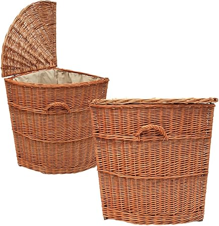 WD5 Eck-Wäschekorb (60 cm) aus Weide mit Innenfutter von GalaDis