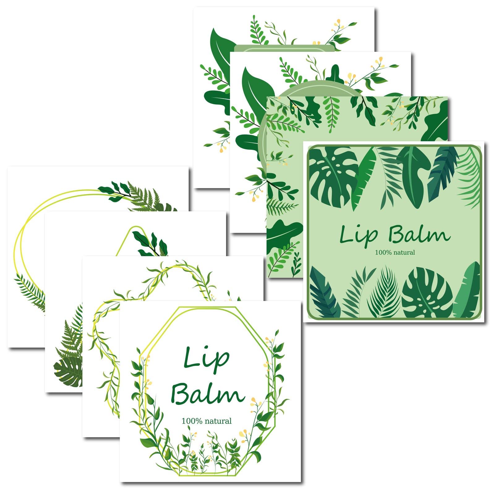 CRASPIRE Lip Balm Labels 80pcs Homemade Lip Balm Labels 2” Clear Lip Balm Labels for Tubes Printable Waterproof Lip Balm Stickers Labels for Lip Balm Handcream Candle Container（Leaves-White Green）