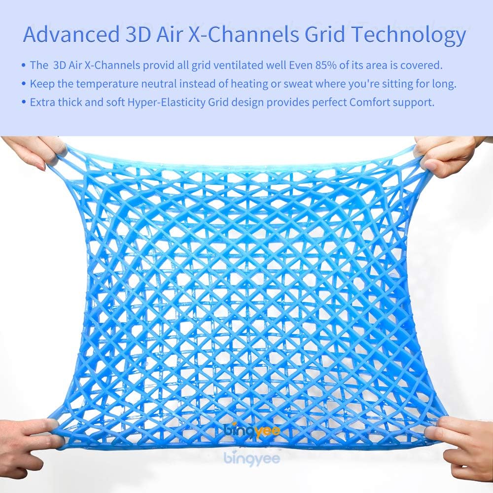 Bingyee Gel Seat Cushion 1.8 Inch Thick Double Gel Orthopedic Seat Cushion Pad for Pressure Relief Breathable Gel Sits Perfect for Office Chair, Car, Home, Wheelchair Sweat Resistant Chair Pads: Health & Personal Care