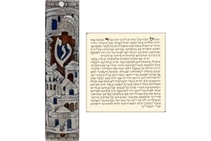 TALISMAN4U Silver Enamel Jewish MEZUZAH CASE with Scroll Jerusalem Israel Judaica Door Mezuza 4 Inch