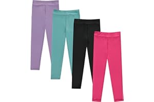 BTween Girls’ 4 Pack Leggings Set, Exercise, Sports Tights with Wide Waistband for Girls
