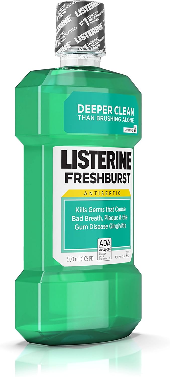 Listerine Freshburst Antiseptic Mouthwash with Germ-Killing Oral Care Formula to Fight Bad Breath, Plaque and Gingivitis, 500 mL: Health & Personal Care