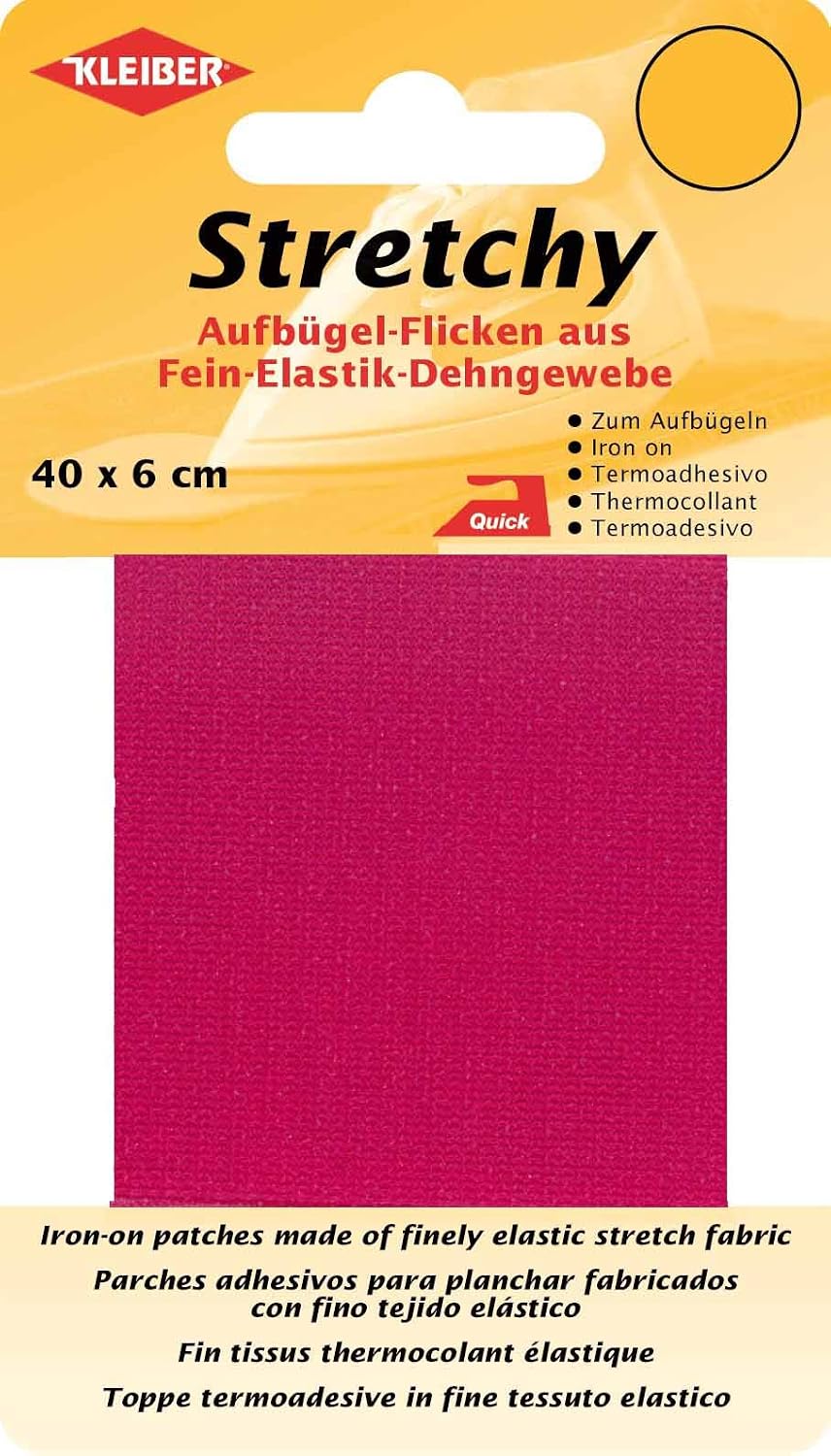 Kleiber 40 x 6 cm Iron on Elasticated Clothing Repair Tape, Pink, 40 x 6 x 0,05 cm