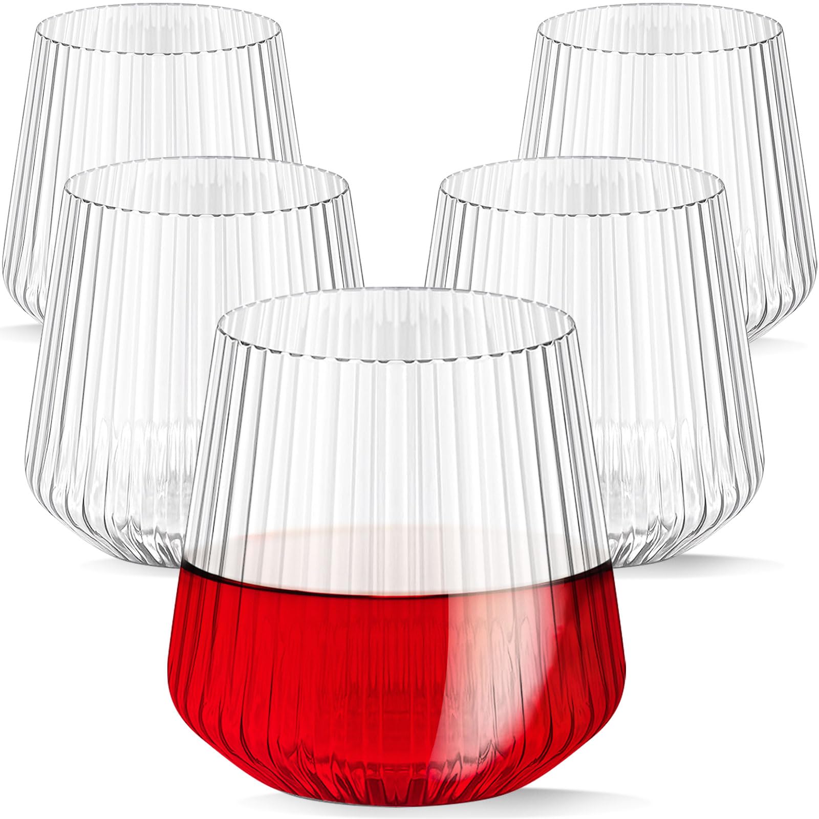 Photo 1 of OTOB 40 Pack Stemless Plastic Wine Glasses Reusable, 14 OZ Champagne Whiskey Glasses, Durable Disposable Wine Cups Unbreakable, Indoor Outdoor Cocktail Glass for Home Office Bar Party Wedding, Clear