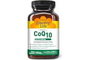 Country Life Simply CoQ10, Supports Heart Function, 100mg, 120 Softgels, Certified Gluten Free, Certified Vegan