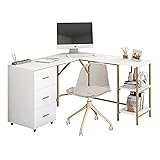 Techni Mobili L Shaped Desk - Two-Toned Computer