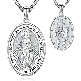 LOOVE Saint Necklace 925 Sterling Silver Saint Michael/Christopher/Virgin Mary/Raphael/Anthony/Joseph/Benedict/Francis/Jude/Patrick/Peregrine Necklace Religious Amulet Medal Patron Saint Jewelry for Men with Gift Box