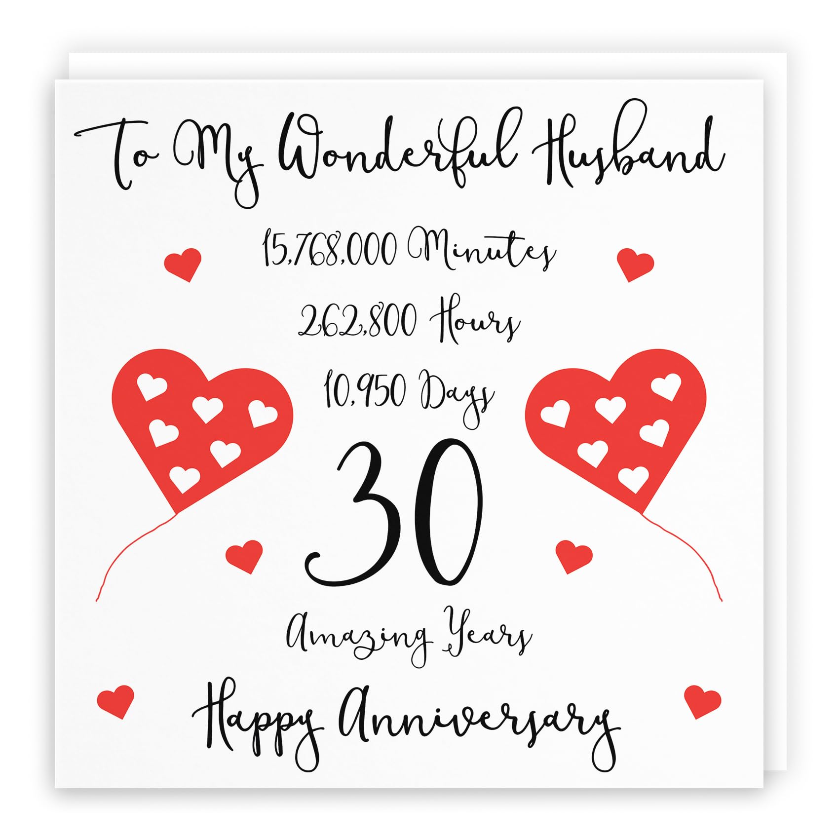 Hunts England - Romantic Husband 30th Wedding Anniversary Card - To My Wonderful Husband - 30 Amazing Years - Timeless Collection — image 1