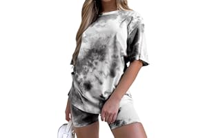 SUPERSUN Women's Tie-Dye Set Two-Piece Outfits Summer - Casual Two Piece Short Set Short Sleeve T Shirts
