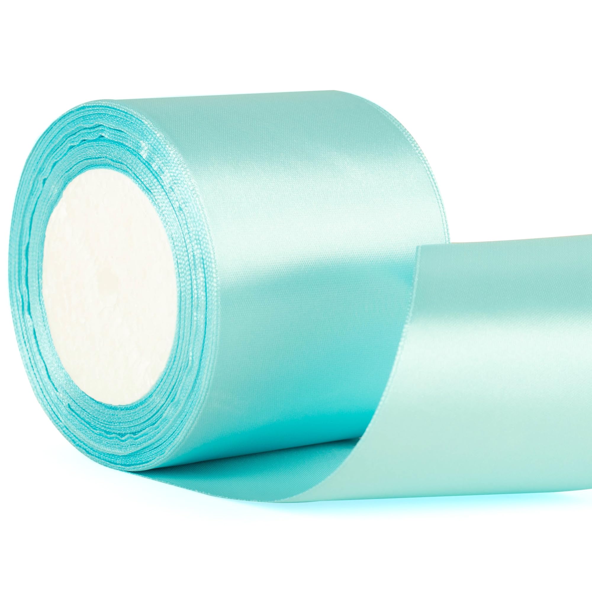 75mm Wide Sky Blue Thick Ribbon for Gift Wrapping 22m, Thick Azure Blue Ribbons Fabric Satin Ribbon for Present Wrapping Christmas Florist Bouquet Cake Hair Bow Crafting Wedding Car Decoration