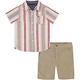 Tommy Hilfiger boys 2-piece Long Sleeve Woven Shirt and Pants Set