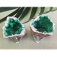 Morocca Green Geode Pair Without Stands Geode Crystal Quartz Druze Specimen Morocco Geode Half