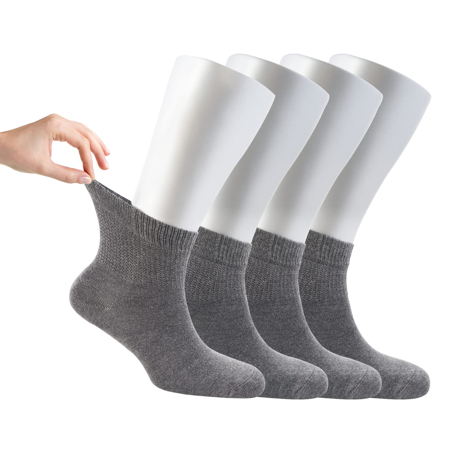 Cosyfeel® Women Loose Diabetic Socks | 4-Pack Neuropathy Ankle Socks for Ladies | Super Soft Eco-Friendly Bamboo Material | Durable with Seamless Toe | Multicolour Patterns | 4 Seasons