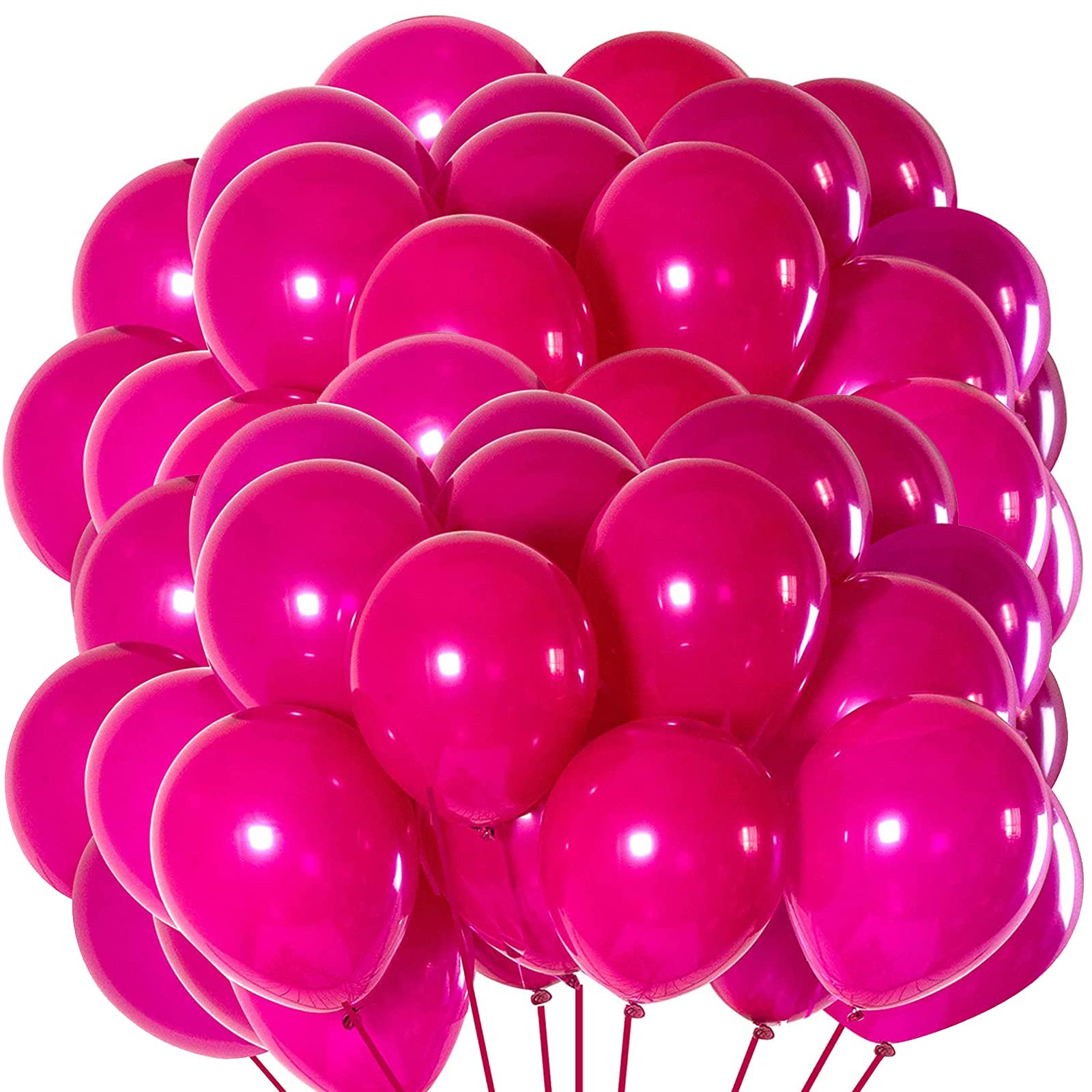 Hot Pink Latex Balloons - 70pcs 12in Latex Balloons for Pink Party, Birthday, Wedding & Valentine's Decorations