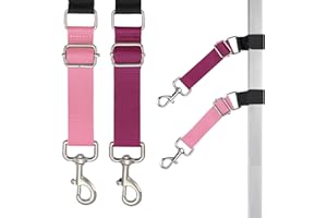 FURSDOLY Pet Dog Grooming Table Arm Accessories Dog Grooming Loops for Table Arm Extender Adjustable Extension Loop Bathing Restraint Leash for Small & Medium Dogs (Pink & Hot Pink)