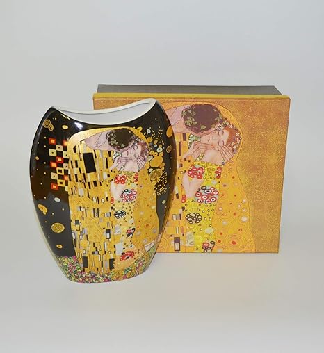 Atelier Harmony Gustav Klimt Le Baisier Vase Porcelain Black Gold