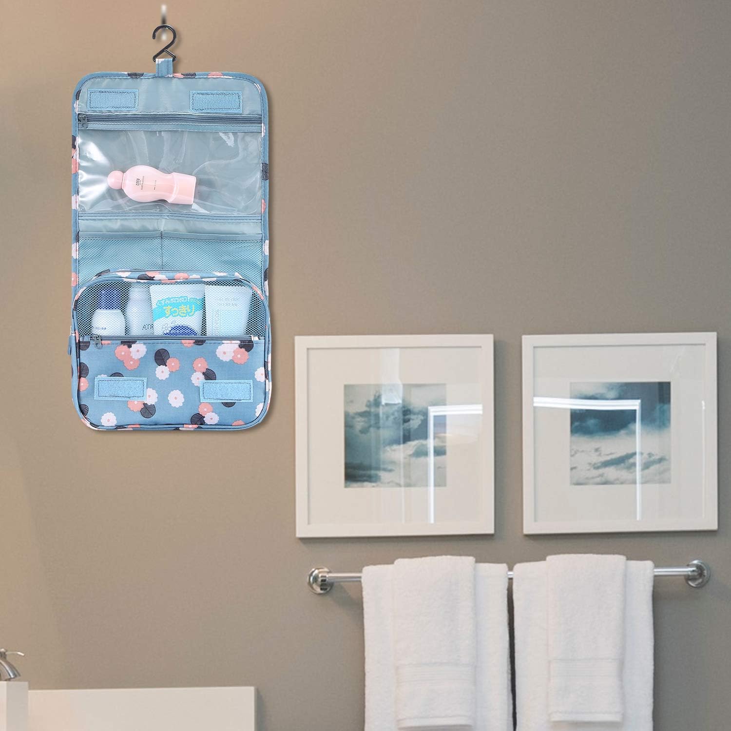 Portable Hanging Toiletry Bag Travel Makeup Pouch Waterproof Organizer Multifunction Cosmetic Bag for Women Girl: Clothing