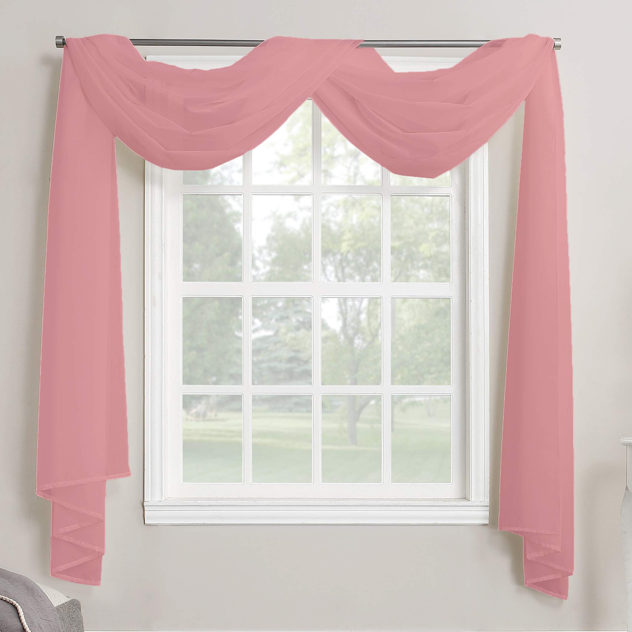Megachest TAILORED VOILE WINDOW SCARF PELMET 26 color choices (dusty rose, 56"X197"X1 Panel)