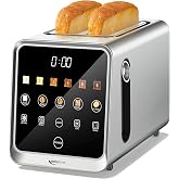 Keenstone 2 Slice Toaster, 1.5-Inch Wide Slots, 75-Degree Touchscreen | Smart Toaster with 6 Browning Levels, Memory,Defrost, Reheat, Single Slice for singles and couples, Stainless Steel