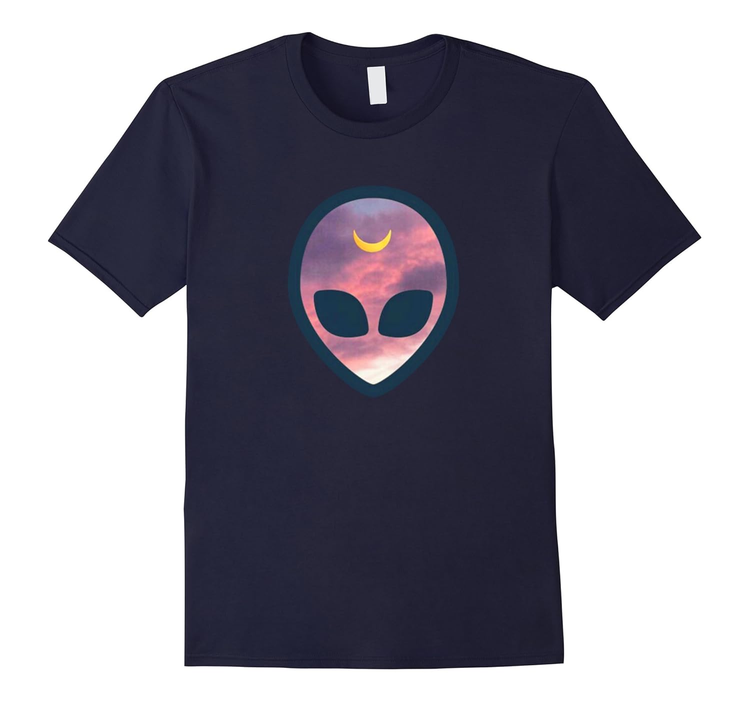 UFO Shirt Galaxy Alien Head Moon Lunar Sunrise Cloud T Shirt-Rose