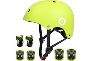 XJD Kids Bike Helmet,Multi-Sport Protective Gear Set for 3-5-8-14 Years Boys Girls with Knee and Elbow Pads Wrist Guards fit 