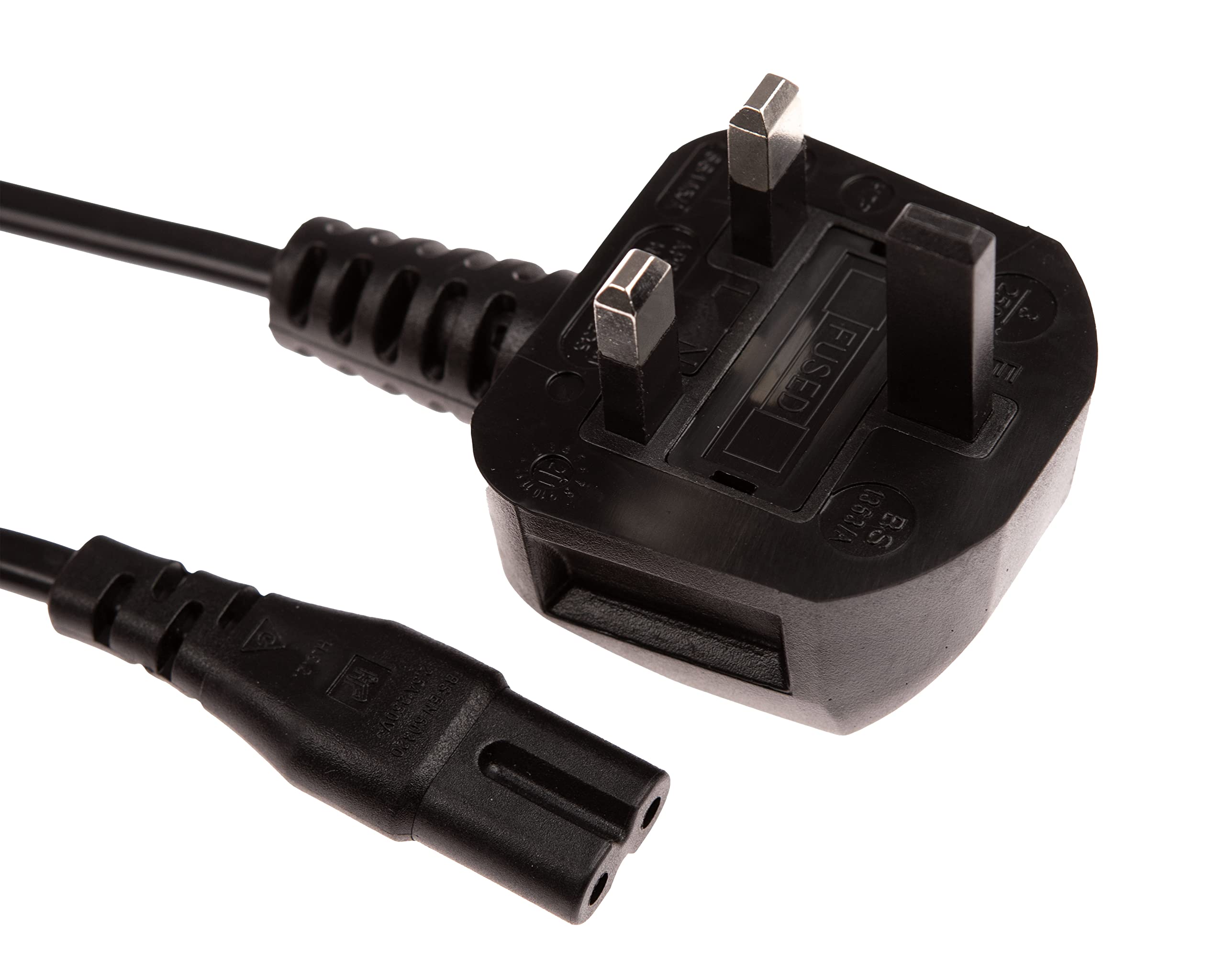CDL Micro 2.5 A 50 cm Figure 8 IEC C7 to UK Mains Plug Mains Power Cable - Black