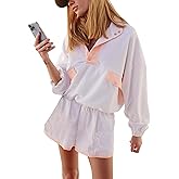 ACCPUR Quarter Button Sweatsuits Women Oversized Color Block Sweatshirts Sets Shorts Tracksuits 2025 Casual 2 Piece Outfits