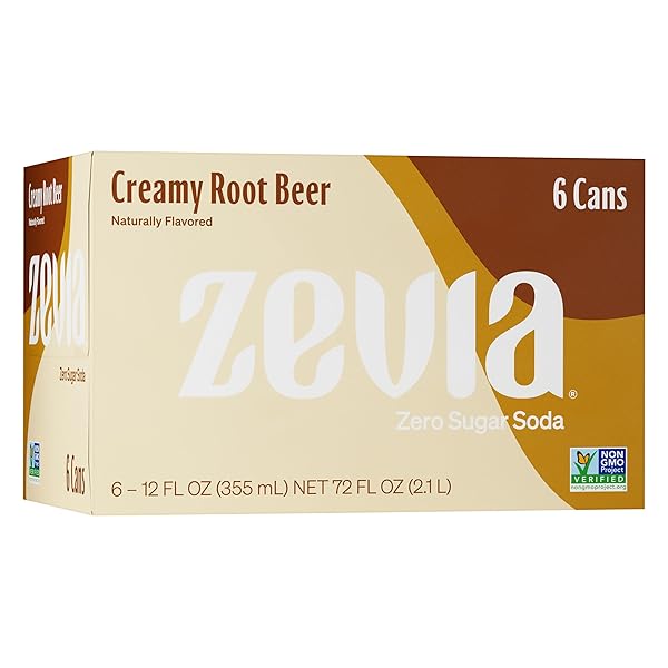 ZEVIA ZERO CALORIE SODA, CREAMY ROOT BEER, 12 OUNCE CAN