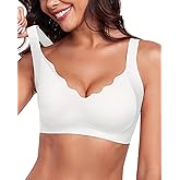 Vinfact Wireless Bras for Women No Underwire Scalloped Comfortable Push Up Supportive T-Shirt Bra Everyday Bra
