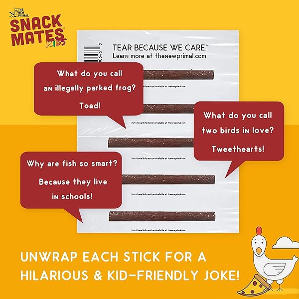 SNACK MATES BY THE NEW PRIMAL, CHICKEN PIZZA MEAT STICK, ALL NATURAL CHICKEN, HIGH PROTEIN AND LOW SUGAR KIDS SNACK, CERTIFIED PALEO, CERTIFIED GLUTEN FREE, LUNCHBOX FRIENDLY, 0.5 OZ, PACK OF 5