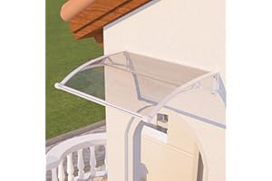 DAWNINGHOMM Awning for Door Entrance with Drainage, 40x40 Inch Awnings for Doors Exterior, Polycarbonate Cover with Plastic Steel Bracket, UV Rain Snow Protection Window Awnings Exterior for House, Porch, Patio