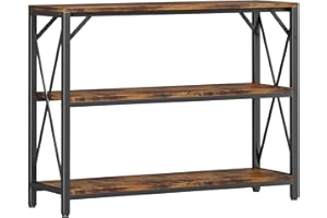 Homeiju Entry Table 40" Width, 3-Tier Entryway Table with Storage, Industrial Sofa Table with Open Shelves, Foyer Tables for Entryway, Hallway, Kitchen, Living Room and Bedroom, Rustic Brown