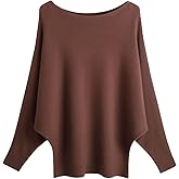 MAKARTHY Womens Striped Sweaters Batwing Sleeves Knitted Dolman Pullovers Tops Sweatershirts