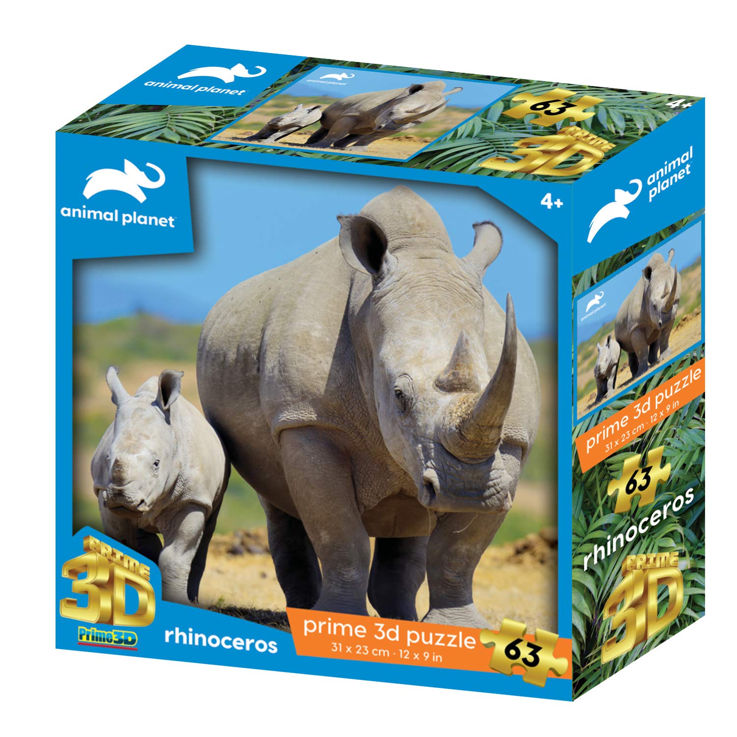 Animal Planet Rhinoceros 3D Effect 63 Piece Puzzle