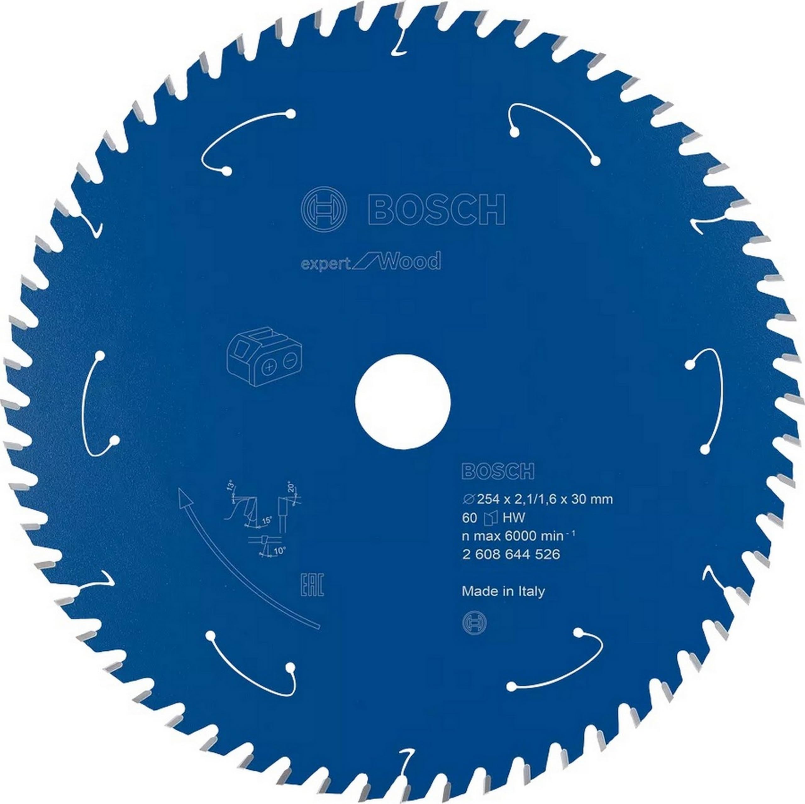 Bosch Professional Circular Saw Blade Expert (for Wood, 254 x 30 x 2.1 mm, 60 teeth; Accessories: Cordless Circular Saw)