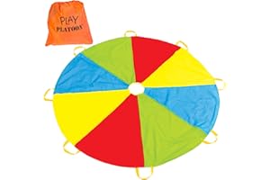 Play Platoon Rainbow Parachute Toy for Kids, 16 ft Parachute Game with 12 Handles for Kids, Elementary School Gym Class PE Equipment, Backyard/Indoor Play Equipment