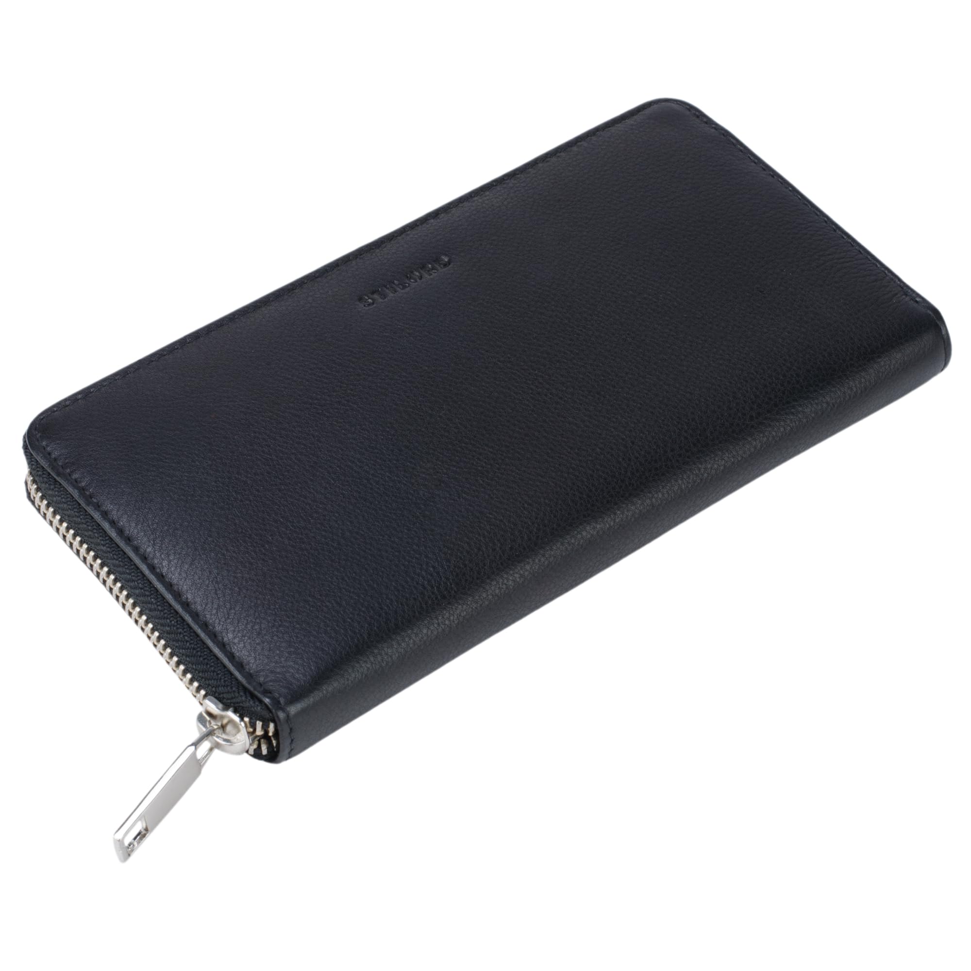 STILORD 'Emma' Ladies Purse Leather RFID Blocking Vintage Wallet for Women 8 Card Slots Classic Design Landscape Format in Genuine Leather, Colour:Black
